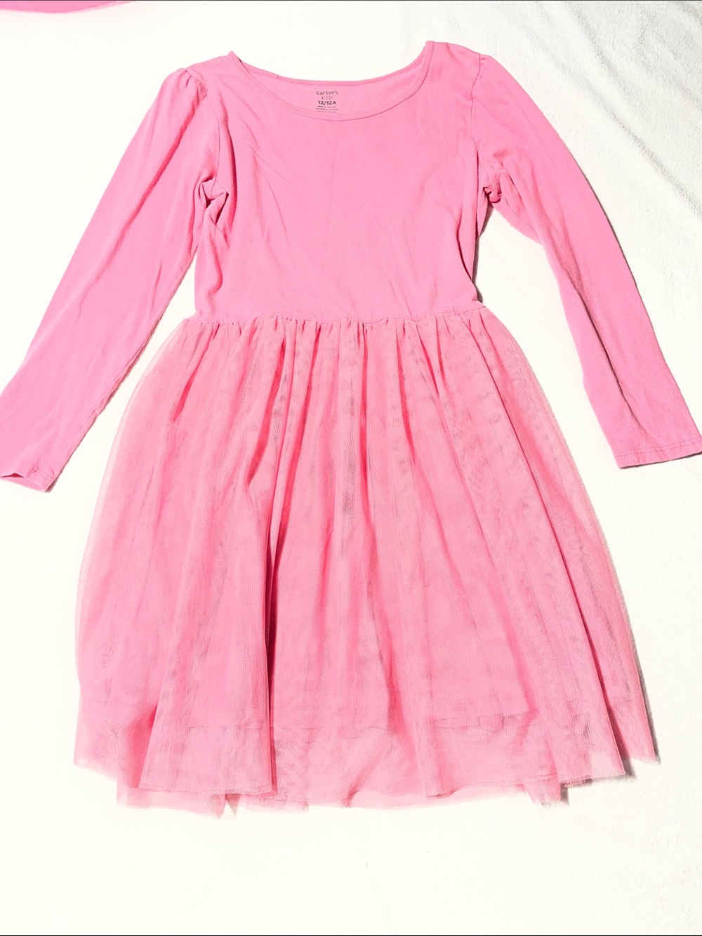 Carter's Pink Long-Sleeve Tulle Skirt Dress